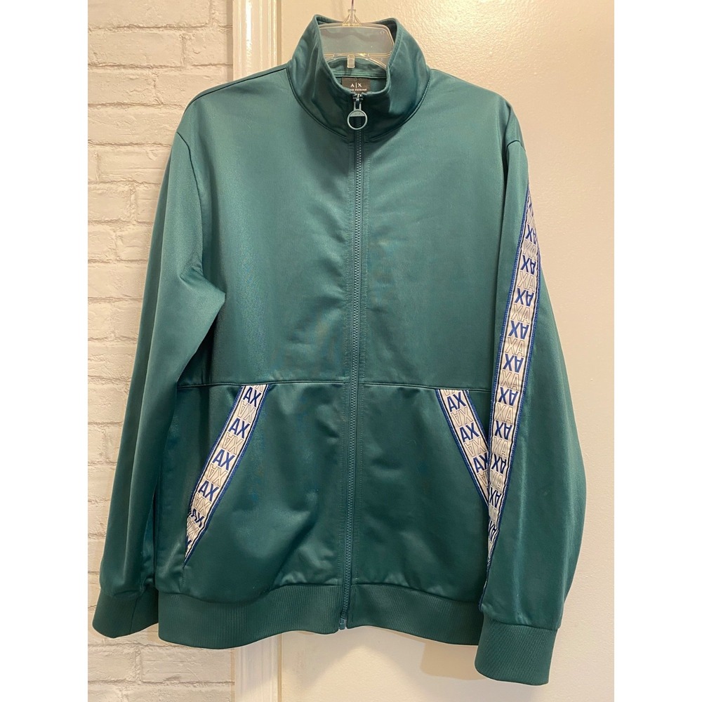 Armani Exchange A|X Mens Full Zip Up Track Jacket Sweatshirt Tape Logo large